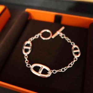 Bracciale in argento puro naso di maiale creativo S925 personalità semplice una parola fibbia versatile marchio di moda da donna Ne