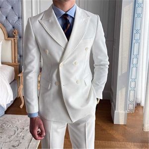 Formalne męskie Garnitury Slim Fit 2 Sztuk Groomsmen Tuxedos Peaked Lapel 2 Przycisk Prom Ślubny Męska Kurtka mody z spodniami 2021 x0909