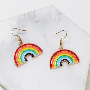 Koreanische Mode Regenbogen Baumeln Ohrringe Dame Frauen Nette Gold Metall Hängenden Tropfen Ohrringe Schmuck Zubehör frauen Ohrring Geschenke