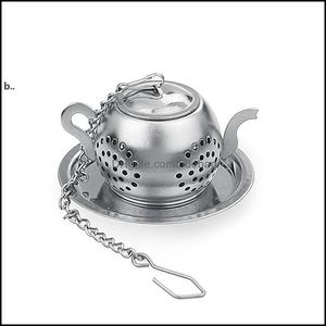 Wholesale strainer in bar for sale - Group buy Coffee Tea Tools Drinkware Kitchen Dining Bar Home Garden Gold Stainless Steel Infuser Teapot Tray Spice Strainer Herbal Filter Teawa