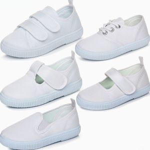Beyaz Sneakers Kanvas Ayakkabı Kız Erkek Çocuk Okul Öğrenci Dans Jimnastik Rahat Ayakkabılar Unisex Spor Beyaz Ayakkabı 210308
