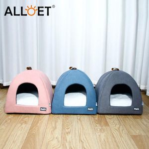 Cat Beds & Furniture Dog House Enclosed Pet Bed Winter Soft Warm Cozy Sleeping Washable Removable Non-Slip Moistureproof Cave