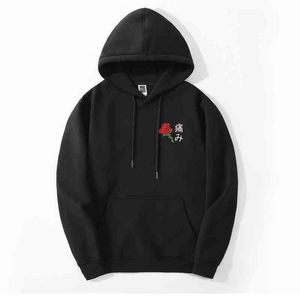 2020 Sonbahar Yeni Stil Japon Estetik Gül Hoodies Erkekler Harajuku Rahat Sıcak Polar Kazak Erkek Hip Hop Spor Streetwear H1227