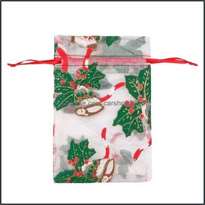 Wrap Event Supplies Festivas Gardenchristmas Gift DString Organza Jewelry Party Wedding Party Xmas Candy Bags Packing Sachs Misted Color HWE930