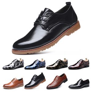 GAI GAI GAI 2022 Mens Leather Dress Shoes British Printing Navy Bule Black Brow Oxfords Flat Office Party Wedding Round Toe Fashion