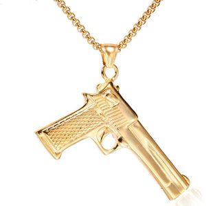 Collane con ciondolo Accessori in acciaio inossidabile Collana CS Gioielli da uomo all'ingrosso Hip Hop CF Sand Eagle Pistol Titanium For Men