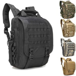 Military Tactical Laptop Bags Nylon Outdoor Hiking 14" Laptop Backpack Molle Men's Climbing Hunting Rucksack Q0721