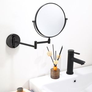 Mirrors Dressing Mirror Wall Mounted 8 Inch Magnifying Two-sides Space Aluminum Black Makeup Cosmetic Lady Gift