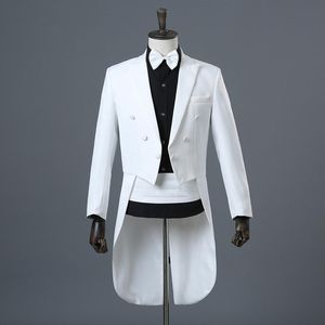 Men s Suits Blazers Tuxedo Dress Mens Classic Black White Shiny Lapel Tail Coat Wedding Groom Stage Singer Blazer Pants Set