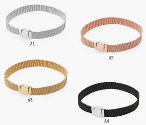 Joias finas Autênticas Contas de Prata Esterlina 925 Fit Pandora Charm Bracelets Novo Clássico Bracelete Trançado Pingente de Corrente de Segurança Personalizado Contas DIY