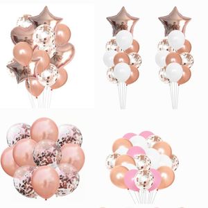 Partydekoration Roségold Luftballons Set Konfetti Latexballons Hochzeitsballons Zubehör Alles Gute zum Geburtstag Dekorationen Kinder Babypartybevorzugungen