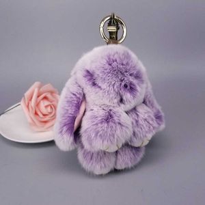 Mini Rabbit Keychain Rabbit Fur Pompom Key Chains Women Bags Decorative Pendant Car Keys Accessories Baby Plush Toys G1019