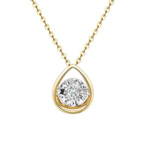 Dancing Diamond Necklace Genuine Gold AU750 Water Drop Shaped 18K Real Gold Real Diamonds Jewelry