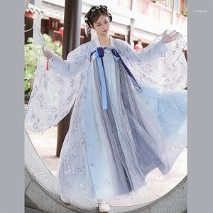 Nosić scena Chiński Hanfu Kobiety Panie Girls Cosplay Costume Niebieski Zestaw Starożytni Chluby Odzież Folk Dance Bajki Sukienka Outfit BL43811