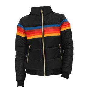 Damenjacken Damenjacken Frauen Regenbogen Bedruckte Jacke Winter Mit Kapuze Baumwolle Gefütterte Mäntel Weibliche Koreanische Lose Puffer Parkas Damen