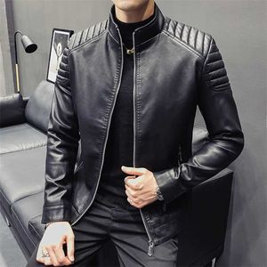 Nowsaa Men's Leather Jackets Outono Casual Motocicleta Pu Jaqueta Biker Casacos de Couro Brand Roupas UE Tamanho Pu Punk 211111