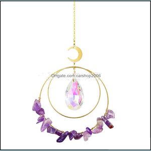 Outras Decoração de Casa Decoração Jardim Atacado Cristais Sun Catcher Pendurado Prismas SunCatchers Lua Janela Luz Arco-íris Ornamento Para O Casamento PLA