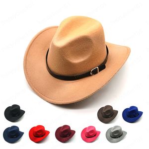 Chapeaux de mode chapeau de Cowboy casquette en feutre large bord dames Trilby Chapeu Feminino chapeau femmes hommes Jazz église parrain Sombrero casquettes