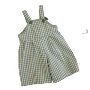 Cute Plaid Bez rękawów Baby Cumpsuit Cotton Bib Spodnie Dziewczyny P4429 210622