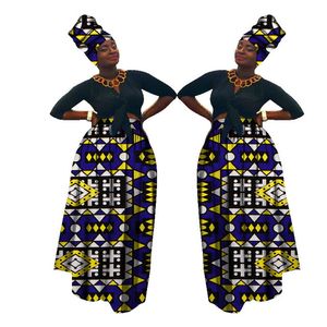 2021 Jesień Dashiki Afryki High Waist Ball Dorastaj Spódnica Bazin Riche Afryki Spódnica + Headscarf Africaine Pour Les Femme Wy1270