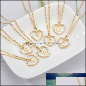 Pendant Necklaces & Pendants Jewelry Womens Name Initials Zircon Heart Necklace 26 Letters Love Girls The First Letter Aessories Drop Delive