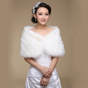 2022女性の結婚式のジャケットの毛皮ボレロのラップアウターウィンターウォームウォームブライドアクセサリー