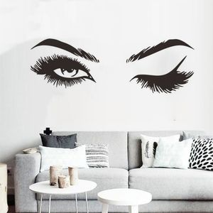 Wall Stickers Fashion Vinyl Eyelashes Wall Decals For Girls Bedroom Eyebrows Store Beauty Salon Decor