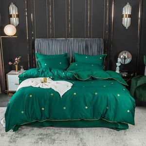 Svetanya Luxuriöses grünes Bettwäsche-Set aus europäischer 600TC ägyptischer Baumwolle, brandneue Bettwäsche, Spannbettlaken, Kissenbezug, Bettbezug 210309