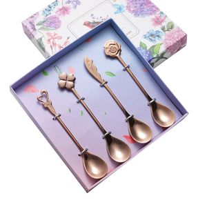 Caffè in oro rosa Mestitura delle palline colorate SUS304 in acciaio inossidabile cucchiaino arcobaleno cucchiaino da tavolo strumenti da cucina utensili da cucina 4pcs/set