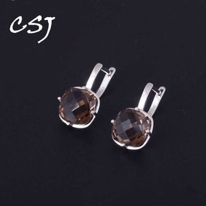 CSJ Natural Quartz Quartz Gemstone Brinco Sterling 925 Silver Cushion 9ct Cheadboard Cut Fine Jewelry para mulheres Lady Party Gift H1015