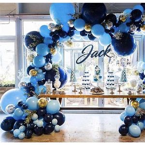 106pcs Retro Color Navy Blue Balloons Garland Gold Silver Confetti Balloon Arch Birthday Wedding Party Decor 211216