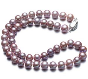 9-10 мм Южном море круглые лавандовые жемчужины ожерелье 18 дюймов колье из бисера ожерелье женские подарок