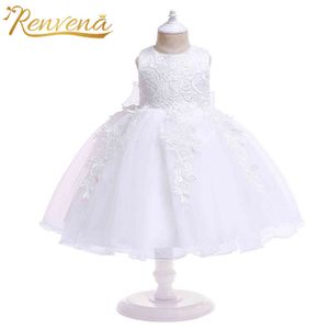 Newborn Baby Girl Flower Dresses Baby's Lace Dress Infants Princess Ball Gown Brithday Party Toddlers Girl's Baptism Dresses G1129