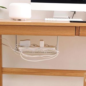 Hooks & Rails Under Desk Management Tray Table Bottom Power Cable Organizer Plug Storage Basket Shelf Wire Strong Holder Socket Ha210O