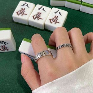 Mahjong ring Chinese style good luck ring card table must-have adjustable size stainless steel ring G1125