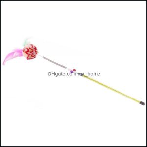 Giocattolo da giardino domestico Carino Divertente Rod Colorf Teaser Bacchetta Filo d'acciaio Gatti di plastica Bastone interattivo Giocattoli per animali domestici Forniture per gatti all'ingrosso Dbc Drop