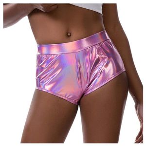 女性のパンティーの女性のセクシーな革の下着ハイウエストのズボン短いエロティックな光沢のある形の短いエロティックな光沢のある形のhipラテックスのショートパンツ