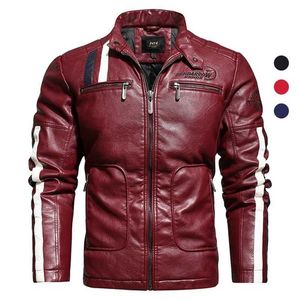 Autumn Winter Plus Size Men's Leather Jacket Vintage Motorcycle Jacket Outwear Man Leisure Warm Outdoor Camping Overcoat 211110