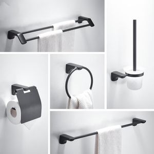 Towel Racks Black Double Bars Bathroom Hanger Space Aluminum Accessories Rack Ring