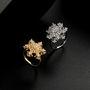 Rotera Snowflake Ring Smycken Fidget Spin Justera Ring för Kvinnor Ångest