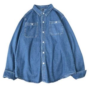 Four Seasons Hong Kong Style Denim Shirt Mäns Koreansk stil Trendig långärmad tröja Casual All-Match Loose Tun Top Coat 210531