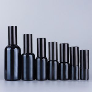 Wholesale Matte Or Shiny Black Glass Spray Bottle Pump Sprayer Cap Aromatherapy Perfume Container 5-100ml