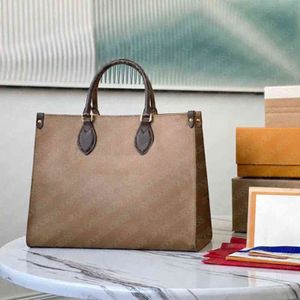 10A Borse moda donna borse shopping tote grandi di alta qualità classiche lettere marroni stampa tela borsa a tracolla da spiaggia in vera pelle