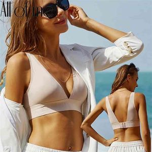 Women Bra Female Underwear Sexy Lingerie Seamless Brassiere Intimates Deep V Backless Bralette Tank Top Back Closure Bras S-XL 210728