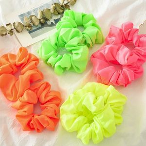 NEW Women Neon Scrunchies Elastic Hair Ties Colorful Ponytail Holders Pink Green Orange Bright Fashion Hair Accessories