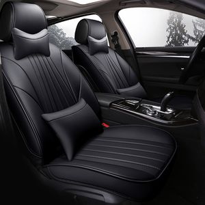 Schwarze Autositzbezüge, universell für 5 Sitze, wasserdicht, komplettes Set, Sitzkissen aus PU-Leder, passend für die meisten Limousinen, SUVs und LKWs