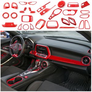 Red Central Control Interior Kit ABS Decoration Cover 31PC For Chevrolet Camaro 17+ Auto Accessories