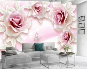 Wandtapete, HD-geprägte rosa Blumen, 3D-Tapete, romantische Blume, für den Innenbereich, dekorative Seide, 3D-Wandbild, Wandpapier