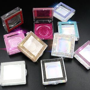 Dropshipping 3D False Eyelashes Förpackning Tomt Lash Case Bling Glitter för 25mm Ögonfransar DIY Flash Packing Box