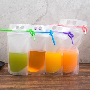 500ml Transparent Stand-up Beverage Bag Frosted Milk Coffee Juice Bags Resealable Zipper Drink Pouch Food Storage Pouches BH5598 TYJ